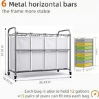 ROMOON Laundry Hamper Sorter Cart, 4-Section Organizer with Lockable Wheels - Image 5
