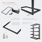 Modern 5-Tier/6-Tier Towel Rack - Wall-Mounted Black Metal Towel Shelf for Bathroom, Space-Saving Storage for Towels, Organizers, and Home Decor (5-Tier) - Image 6