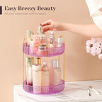Aveniee Rotating Makeup Organizer for Vanity, Perfume Skincare Organizers Spinning, 2 Tier Bathroom Countertop Storage, Cosmetics Lipstick Holder for Counter Dresser,Purple - Image 2