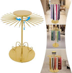 Golden Freestanding Scarf Display Rack with 30 Rods, 360° Rotating Height Adjustable Scarf Organizer, Metal Scarf Holder for Scarves, Ties, Shawls, Belts, Ideal for Boutique & Home Use - Image 6