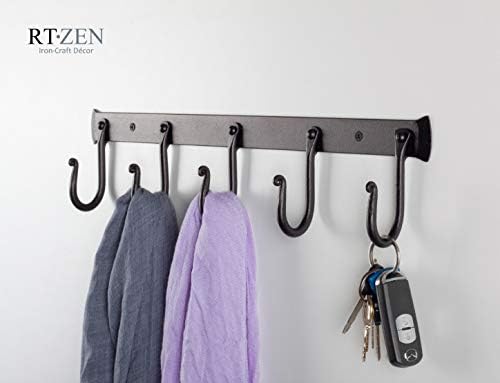 RTZEN Classic Farmhouse Wall Mount Multi-Use Wrought Iron Hook Set (5 Pack) - Image 5
