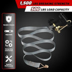Rack Straps with J-Hook (2PK),1.5" x7.5' Ladder Rack Ratchet Straps, 2" Round Tube Mount, Perfect Ladder Rack Tie-Downs for Trailer Cargo Control - Image 6