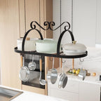 Metal Hanging Pot Rack Ceiling Mount, Vintage Oval Pot and Pan Storage Rack - Image 4