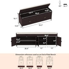 HOMEFORT 54.4" Shoe Bench with Lift Top Storage, Entryway Bench with Cushioned Seat, Wooden End of Bed Bench, Shoe Cabinet Bench with Hidden Storage Space, for Bedroom, Hallway,Espresso - Image 3