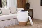 26"x20" Handcrafted Tall Cotton Rope Basket with Lid, Stylish Flagon Shape with Cover, Clothes Hamper with Top, for Bedroom and Living Room, White/Camel Bottom - Image 4