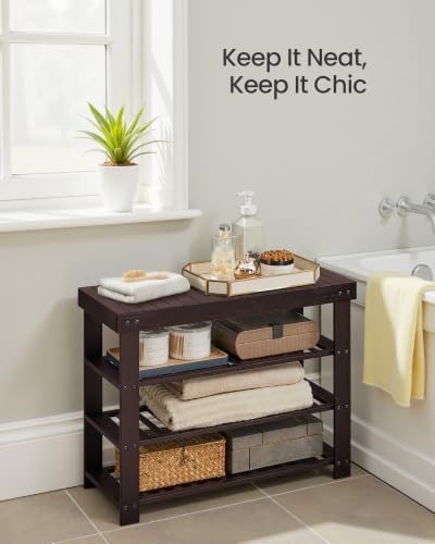 SONGMICS Bamboo Shoe Bench with Seat, 11.3 x 27.6 x 20.5 Inches - Image 5