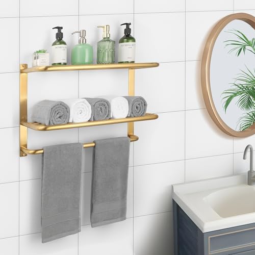 3-Tier Bathroom Towel Rack, SUS 304 Wall Mount, Brushed Gold - Image 7
