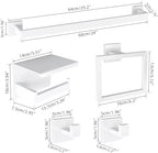 5-Pieces Bathroom Hardware Accessories Set, 24 Inch Stainless Steel Towel Racks for Bathroom, Towel Bar Set Towel Ring Coat Hook and Toilet Paper Holder with Shelf Wall Mounted, White - Image 6