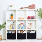MINTWOOD Design 3-Pack Storage Baskets for Shelves, Decorative Baskets for Organizing, Woven Baskets for Storage, Book Basket Cube Bin Box, Pantry Closet, Shoe Organizer, Black / Black - Image 4