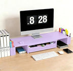 Spacrea Dual Monitor Stand Riser with Drawer and 2 Pen Holders - Image 2