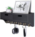 Rebee Vision Key Holder Wall Mount with 2 Drawers for Home Decor, Black by REBEEVISION