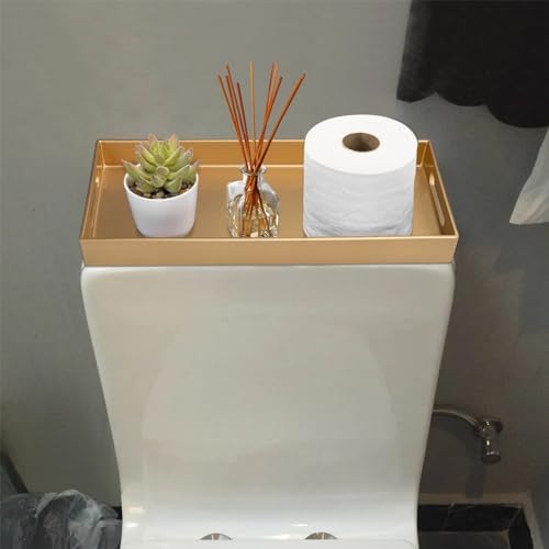 MAONAME Gold Vanity Tray Set of 2, Rectange Toilet Tank Trays with Handles - Image 6