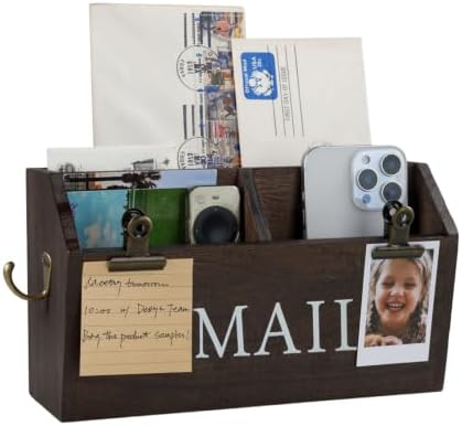 DLQuarts Solid Wood Mail Organizer Countertop or Wall Mounted, Dark Walnut by DLQuarts