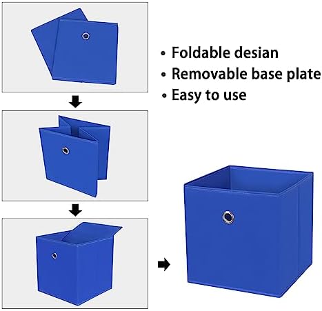 Foldable Storage Cubes Bins ,11 Inch Cloth Storage Cube Fabric Storage Box Cubes Organizer Baskets with Handles for Home Organizer Set of 6 (Dark Blue) - Image 6