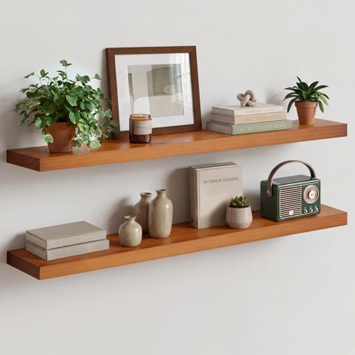 Homeforia 42 Inch Floating Shelves, High-End Solid Pine Wood, Set of 2 by Homeforia