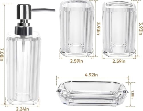 LGURT 4-Pc Clear Bath Access Set — Crystal Acrylic Dispenser, Dish & Holder - Image 4