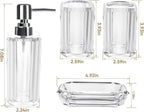 LGURT 4-Pc Clear Bath Access Set — Crystal Acrylic Dispenser, Dish & Holder - Image 4