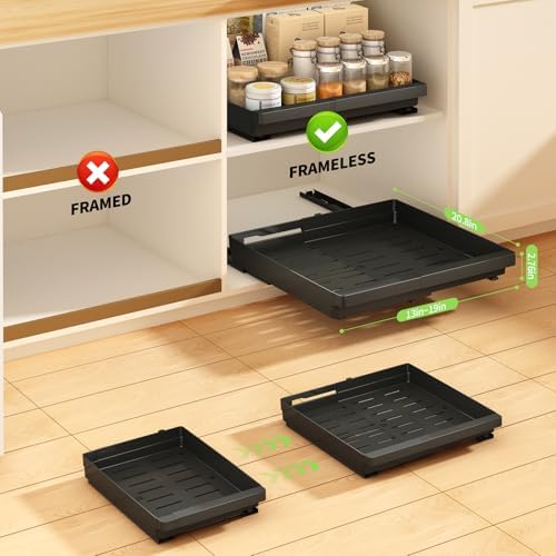 DOMNIU Pull Out Cabinet Organizers Expandable,Black,20.8"Depth,2 Pack - Image 3