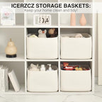 ICERZCZ Storage Baskets for Organizing & Shelves, Woven Cotton Rope Organization Bins for Dog Toys, Clothes, Books, Nursery Organizer, 15"Lx11''Wx9.5''H, (4 Packs) Off White - Image 6