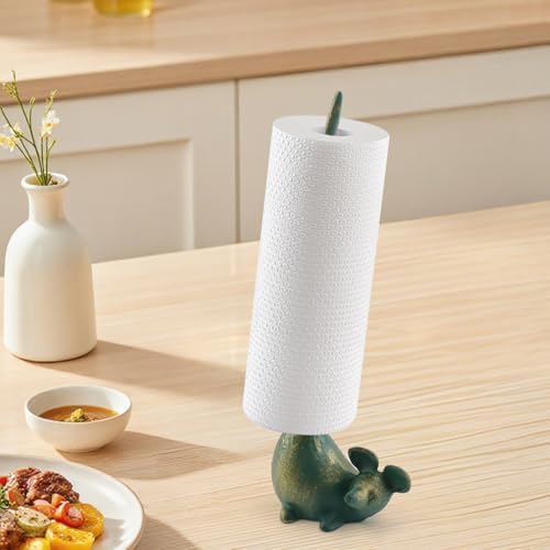 Antrader Cast Iron Paper Towel Holder Countertop,Paper Holder for Bathroom & Kitchen,Mouse Shaped,35.7 x 13cm,(Green) - Image 4
