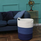 Sea Team Large Woven Cotton Rope Laundry Basket with Handles, 20 x 14 in - Image 3