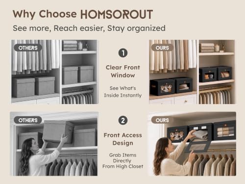 Homsorout Small Closet Storage Bins - Closet Shelf Organizer with Open Window, 4 Pack, Black - Image 5