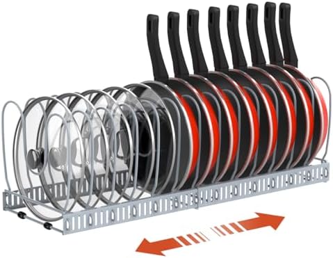 Housolution Pot and Pan Lid Organizer Holder Storage Rack, Grey by Housolution