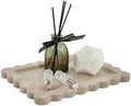 Luxury Beige Travertine Tray with Scalloped Edge, 11"x8" Rectangle Vanity Tray for Bathroom & Kitchen Counter, Decorative Organizer Tray for Dresser, Coffee Table, Home Décor by JUNTALIS