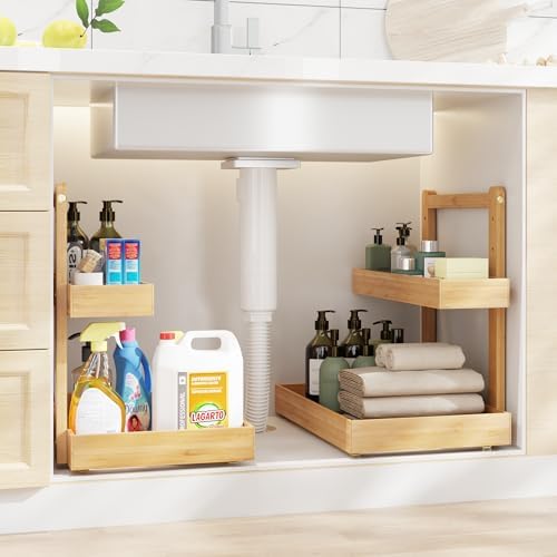 Under Sink Organizer, L-Shaped 2 Tier Pull Out Cabinet Organizer by Unknown