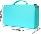 Vomgomfom 300 Slots Marker Case 4-Layer PU Leather, Handle, Solid Green - Image 2