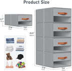 DIMJ Closet Organizers and Storage - Fabric Bins with Drawers for Closet Clothes Organizers with Clear Window, Stackable Storage Drawers Units for Bedroom, Living Room, 4 Pack, Grey - Image 3