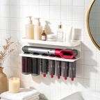 Wall Mount Holder for Dyson Airwrap Styler, White Storage Rack Organizer for Hair Curling Iron and Attachments, No-Drill Installation, NOT compatible with 2x (HS09) - Image 7