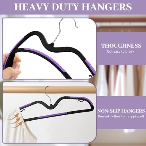 LemonRoad 36 Pack Short Neck Hangers Plastic Non-Slip, Black Purple - Image 3