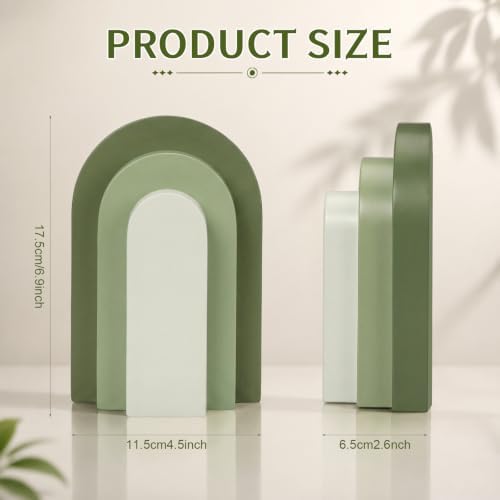 Lineshading 2 Pcs Boho Arch Bookends, Heavy Duty Book Ends for Shelves - Image 2