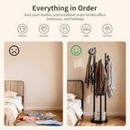 Solid Wood Rotary Coat Rack, Coat Rack Freestanding with 3 Storage Shelves & 9 hooks, Coat Tree for Entryway, Livingroom, Bedroom, Coat Hanger Stand for Coats, Scarves, Handbags, Hat (Black) - Image 3