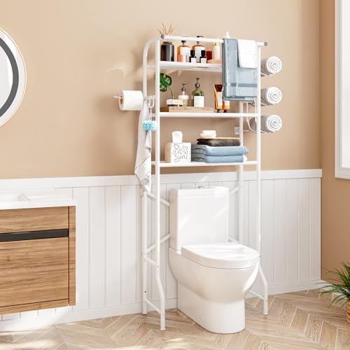 Over The Toilet Storage Shelf 3 Tier Bathroom Organizer White - Image 2