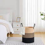 VIPOSCO 53L Tall Woven Laundry Basket Hamper, Brown Black - Image 4