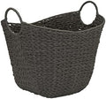 Household Essentials Handwoven Paper Rope Storage Basket with Metal Frame and Handles, Gray by HouseholdEssentials