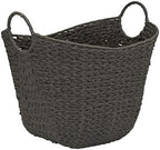 Household Essentials Handwoven Paper Rope Storage Basket with Metal Frame and Handles, Gray by HouseholdEssentials