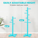 8-Hook Freestanding Wooden Coat Rack 2 Adjustable Heights Blue - Image 5