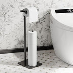 RUACQ Bathroom Toilet Paper Holder Stand with Storage, Matte Black - Image 2