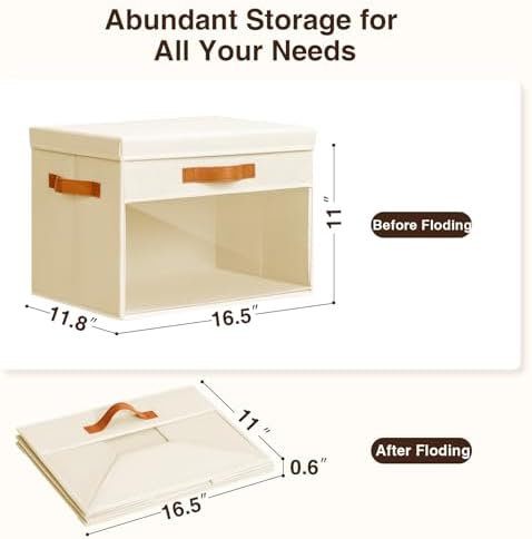 Homsorout Large Fabric Storage Bins - Closet Storage Organizers with Lids - Image 7
