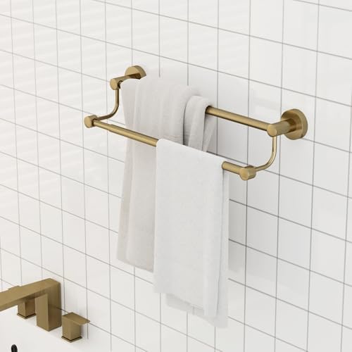 BESy Double Towel Bar Bathroom Towel Rack Towel Rod Holder Antique Brass - Image 2