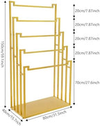 Scarf Organizer Stand, 5-Tier Freestanding Scarf Display Rack, Metal Scarf Holder Belt Pants Hanger for Commercial Clothing Retail Store Home, Space Saving Shelves, 31.5" x 15.75" x 59"(Gold) - Image 3