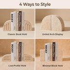 Travertine Book Ends, Decorative Stone Bookends for Shelves, Heavy Bookends - Image 4