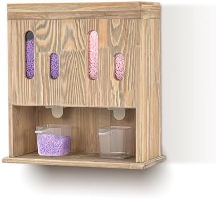 Wood Scent Bead Dispenser, Besuerte 2-in-1 Wall-Mounted Laundry Beads Dispenser & Powder Laundry Detergent Dispenser, Powder Detergent Dispenser For Laundry Room Organization And Storage, Rustic Brown by LiveinspiredLiveBesuerte