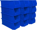 Akro-Mils 12 Pack AkroBins Plastic Storage Bins, Space-Saving Stackable Organizers for Garage, Classroom and Warehouse Organization, Blue by Akro-Mils