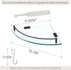 KES Bathroom Glass Corner Shelf Tempered Glass Shelf with Rail Wall Mount Corner Shelf SUS 304 Stainless Steel Matte Black 2 Pack, BGS2101A-BK-P2 - Image 2