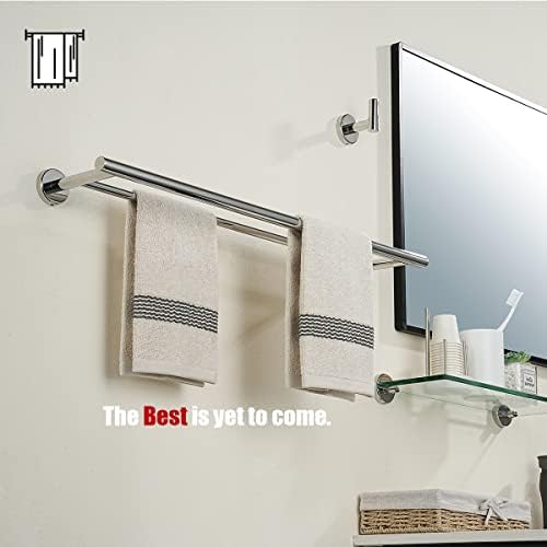 JQK Chrome Towel Bar, 24 Inch 304 Stainless Steel Thicken 0.8mm Double Bath Towel Rack for Bathroom, Towel Holder Polished Chrome Wall Mount, Total Length 27.16 Inch, TB100L24-CH - Image 4