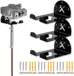 Upgraded Trimmer Rack Wall Mount - 8" Heavy Duty Weed Eater Hanger for Garage Wall, Garden Power Tool Holder Organizer Hooks for Grass Trimmer, Hedge Trimmer, Leaf Blower and Chainsaw, Black, 3 Pack by IULRTBA
